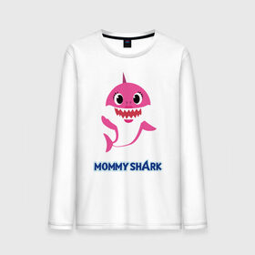 Мужской лонгслив хлопок с принтом Baby Shark Mommy , 100% хлопок |  | Тематика изображения на принте: 