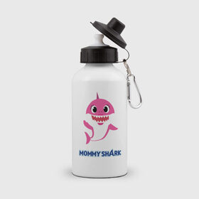 Бутылка спортивная с принтом Baby Shark Mommy , металл | емкость — 500 мл, в комплекте две пластиковые крышки и карабин для крепления | Тематика изображения на принте: 