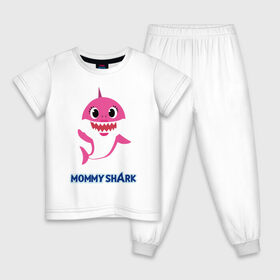 Детская пижама хлопок с принтом Baby Shark Mommy , 100% хлопок |  брюки и футболка прямого кроя, без карманов, на брюках мягкая резинка на поясе и по низу штанин
 | 