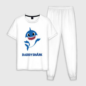 Мужская пижама хлопок с принтом Baby Shark Daddy , 100% хлопок | брюки и футболка прямого кроя, без карманов, на брюках мягкая резинка на поясе и по низу штанин
 | Тематика изображения на принте: 