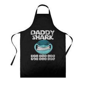 Фартук 3D с принтом Daddy shark , 100% полиэстер | общий размер — 65 х 85 см, ширина нагрудника — 26 см, горловина — 53 см, длина завязок — 54 см, общий обхват в поясе — 173 см. Принт на завязках и на горловине наносится с двух сторон, на основной части фартука — только с внешней стороны | baby shark | daddy shark | family shark | grandma shark | grandpa shark | mommy shark | бабушка акула | дедушка акула | мама акула | отец акула | ребенок акула | семья акул