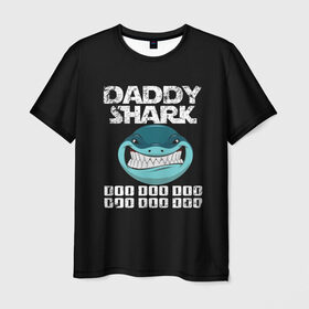 Мужская футболка 3D с принтом Daddy shark , 100% полиэфир | прямой крой, круглый вырез горловины, длина до линии бедер | baby shark | daddy shark | family shark | grandma shark | grandpa shark | mommy shark | бабушка акула | дедушка акула | мама акула | отец акула | ребенок акула | семья акул