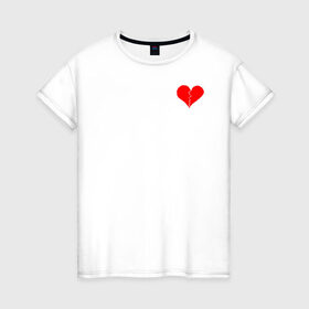 Женская футболка хлопок с принтом Разбитое сердце , 100% хлопок | прямой крой, круглый вырез горловины, длина до линии бедер, слегка спущенное плечо | 