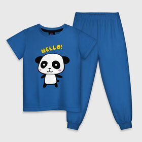 Детская пижама хлопок с принтом Милая пандочка , 100% хлопок |  брюки и футболка прямого кроя, без карманов, на брюках мягкая резинка на поясе и по низу штанин
 | Тематика изображения на принте: маленькая панда | маленькая пандочка | милашка | милая панда | милая пандочка | панда | панда hello | панда милашка | пандочка | пандочка hello | пандочка милашка