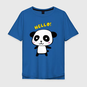Мужская футболка хлопок Oversize с принтом Милая пандочка , 100% хлопок | свободный крой, круглый ворот, “спинка” длиннее передней части | Тематика изображения на принте: маленькая панда | маленькая пандочка | милашка | милая панда | милая пандочка | панда | панда hello | панда милашка | пандочка | пандочка hello | пандочка милашка