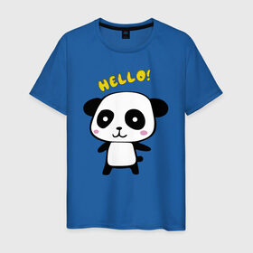 Мужская футболка хлопок с принтом Милая пандочка , 100% хлопок | прямой крой, круглый вырез горловины, длина до линии бедер, слегка спущенное плечо. | Тематика изображения на принте: маленькая панда | маленькая пандочка | милашка | милая панда | милая пандочка | панда | панда hello | панда милашка | пандочка | пандочка hello | пандочка милашка