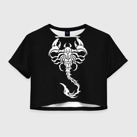 Женская футболка Crop-top 3D с принтом Скорпион , 100% полиэстер | круглая горловина, длина футболки до линии талии, рукава с отворотами | знак зодиака | природа. | ракообразные | скорпион | ядовитые существа