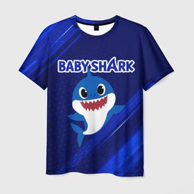 Мужская футболка 3D с принтом BABY SHARK \ БЭБИ ШАРК. , 100% полиэфир | прямой крой, круглый вырез горловины, длина до линии бедер | baby shark | babysharkchallenge | shark | акула baby shark | акуленок | аула | бэби шарк | песня