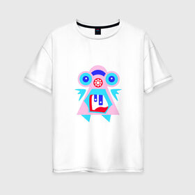 Женская футболка хлопок Oversize с принтом Ангельский монстрик вар2 , 100% хлопок | свободный крой, круглый ворот, спущенный рукав, длина до линии бедер
 | abstract | angel | character | geometric | monster