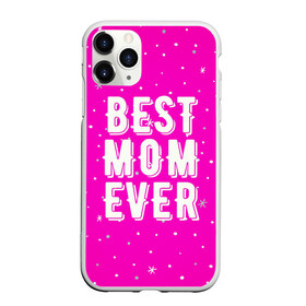 Чехол для iPhone 11 Pro Max матовый с принтом Лучшая мама , Силикон |  | best | ever | mom | звезды | лучшая | мама | розовый | снежинки | фуксия | ярко