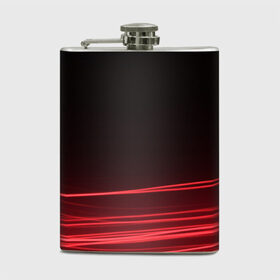 Фляга с принтом Красное и Черное , металлический корпус | емкость 0,22 л, размер 125 х 94 мм. Виниловая наклейка запечатывается полностью | красный цвет | линия | неон | свет | текстура | черный и красный
