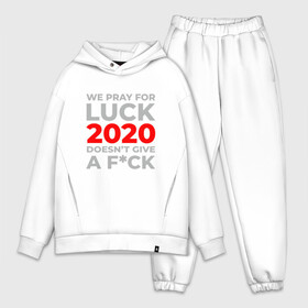 Мужской костюм хлопок OVERSIZE с принтом 2020 Pray For Luck ,  |  | 2020 | 2021 | coronavirus | covid | covid 19 | covid19 | new year | вирус | год | грипп | дед мороз | заражение | зима | карантин | клаус | корона | коронавирус | маска | новый год | пандемия | праздник | самоизоляция | санта