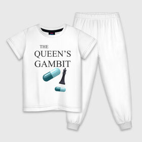Детская пижама хлопок с принтом the queens gambit , 100% хлопок |  брюки и футболка прямого кроя, без карманов, на брюках мягкая резинка на поясе и по низу штанин
 | Тематика изображения на принте: the queens gambit | нетфликс | сериал | ход королевы