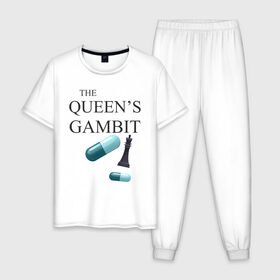 Мужская пижама хлопок с принтом the queens gambit , 100% хлопок | брюки и футболка прямого кроя, без карманов, на брюках мягкая резинка на поясе и по низу штанин
 | Тематика изображения на принте: the queens gambit | нетфликс | сериал | ход королевы