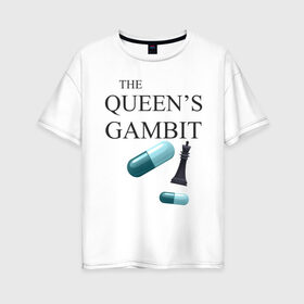 Женская футболка хлопок Oversize с принтом the queens gambit , 100% хлопок | свободный крой, круглый ворот, спущенный рукав, длина до линии бедер
 | the queens gambit | нетфликс | сериал | ход королевы