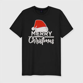 Мужская футболка хлопок Slim с принтом Merry Christmas , 92% хлопок, 8% лайкра | приталенный силуэт, круглый вырез ворота, длина до линии бедра, короткий рукав | 
