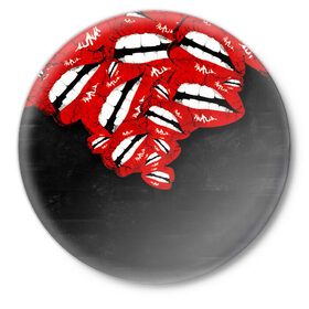 Значок с принтом Губы ,  металл | круглая форма, металлическая застежка в виде булавки | lips | губы | любовь | страсть