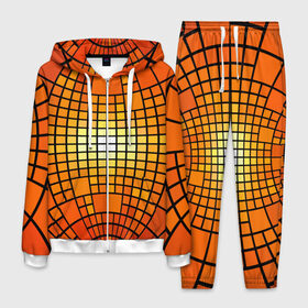 Мужской костюм 3D с принтом Сфера , 100% полиэстер | Манжеты и пояс оформлены тканевой резинкой, двухслойный капюшон со шнурком для регулировки, карманы спереди | квадраты | красный | оранжевый | текстура | шар