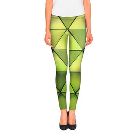 Леггинсы 3D с принтом Зелёные треугольники , 80% полиэстер, 20% эластан | Эластичный пояс, зауженные к низу, низкая посадка | геометрия | зелёный | текстура | треугольники | фигуры