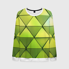 Мужской свитшот 3D с принтом Зелёные треугольники , 100% полиэстер с мягким внутренним слоем | круглый вырез горловины, мягкая резинка на манжетах и поясе, свободная посадка по фигуре | геометрия | зелёный | текстура | треугольники | фигуры