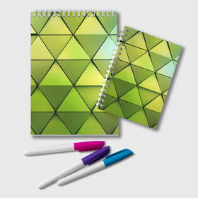Блокнот с принтом Зелёные треугольники , 100% бумага | 48 листов, плотность листов — 60 г/м2, плотность картонной обложки — 250 г/м2. Листы скреплены удобной пружинной спиралью. Цвет линий — светло-серый
 | геометрия | зелёный | текстура | треугольники | фигуры
