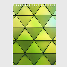 Скетчбук с принтом Зелёные треугольники , 100% бумага
 | 48 листов, плотность листов — 100 г/м2, плотность картонной обложки — 250 г/м2. Листы скреплены сверху удобной пружинной спиралью | Тематика изображения на принте: геометрия | зелёный | текстура | треугольники | фигуры