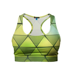 Женский спортивный топ 3D с принтом Зелёные треугольники , 82% полиэстер, 18% спандекс Ткань безопасна для здоровья, позволяет коже дышать, не мнется и не растягивается |  | геометрия | зелёный | текстура | треугольники | фигуры