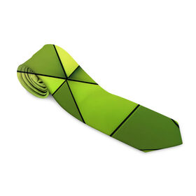 Галстук 3D с принтом Зелёные треугольники , 100% полиэстер | Длина 148 см; Плотность 150-180 г/м2 | Тематика изображения на принте: геометрия | зелёный | текстура | треугольники | фигуры