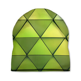 Шапка 3D с принтом Зелёные треугольники , 100% полиэстер | универсальный размер, печать по всей поверхности изделия | Тематика изображения на принте: геометрия | зелёный | текстура | треугольники | фигуры