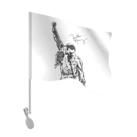 Флаг для автомобиля с принтом Freddie Mercury , 100% полиэстер | Размер: 30*21 см | freddie mercury | queen | автограф | квин | фредди меркьюри