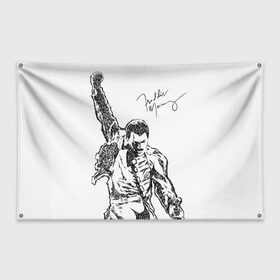 Флаг-баннер с принтом Freddie Mercury , 100% полиэстер | размер 67 х 109 см, плотность ткани — 95 г/м2; по краям флага есть четыре люверса для крепления | freddie mercury | queen | автограф | квин | фредди меркьюри