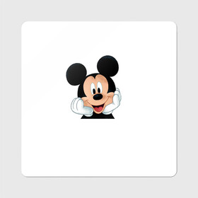 Магнит виниловый Квадрат с принтом Футболка с Микки Маусом , полимерный материал с магнитным слоем | размер 9*9 см, закругленные углы | disney | белая футболка