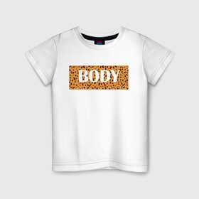 Детская футболка хлопок с принтом Леопард , 100% хлопок | круглый вырез горловины, полуприлегающий силуэт, длина до линии бедер | гепард | леопард | надпись | пятна | узоры