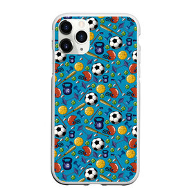 Чехол для iPhone 11 Pro Max матовый с принтом СПОРТ , Силикон |  | Тематика изображения на принте: бейсбол | гиря | спорт | футбол | футбольный мяч | штанга