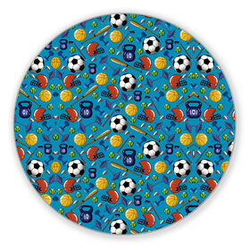 Коврик для мышки круглый с принтом СПОРТ , резина и полиэстер | круглая форма, изображение наносится на всю лицевую часть | бейсбол | гиря | спорт | футбол | футбольный мяч | штанга