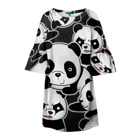 Детское платье 3D с принтом Смешные панды , 100% полиэстер | прямой силуэт, чуть расширенный к низу. Круглая горловина, на рукавах — воланы | животные | медведи | мишки | мультяшки | смешные панды
