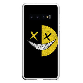 Чехол для Samsung Galaxy S10 с принтом SMILE , Силикон | Область печати: задняя сторона чехла, без боковых панелей | Тематика изображения на принте: глаза крестики | злой смайл | зубы | контраст | смайл | эмоция