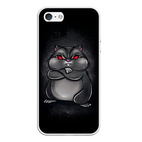 Чехол для iPhone 5/5S матовый с принтом HAMSTER , Силикон | Область печати: задняя сторона чехла, без боковых панелей | злое животное | злой хомяк | красные глаза | мышка | хомяк