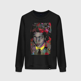 Женский свитшот хлопок с принтом Jean Michel Basquiat , 100% хлопок | прямой крой, круглый вырез, на манжетах и по низу широкая трикотажная резинка  | art | eyes | guy | jean michel basquiat | глаза | жан мишель баския | искусство | парень