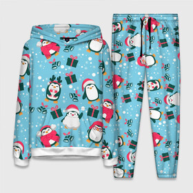 Женский костюм 3D (с толстовкой) с принтом Новогодние Пингвины ,  |  | 2021 | белка | гирлянда | год быка | дед мороз | детская | дочка | елка | енот | кот | котик | лиса | маска | милая | неон | новогодняя | новый год | олень | паттерн | пингвин | подарок | праздник | радуга