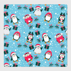 Магнитный плакат 3Х3 с принтом Новогодние Пингвины , Полимерный материал с магнитным слоем | 9 деталей размером 9*9 см | 2021 | белка | гирлянда | год быка | дед мороз | детская | дочка | елка | енот | кот | котик | лиса | маска | милая | неон | новогодняя | новый год | олень | паттерн | пингвин | подарок | праздник | радуга