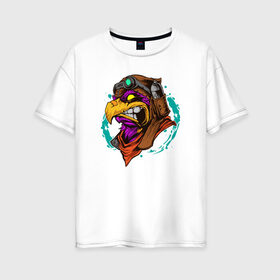 Женская футболка хлопок Oversize с принтом Орел , 100% хлопок | свободный крой, круглый ворот, спущенный рукав, длина до линии бедер
 | арт | голова | клякса | птица | рисунок