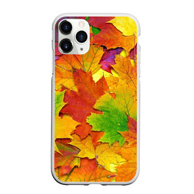 Чехол для iPhone 11 Pro Max матовый с принтом Осенние листья , Силикон |  | клён | краски | листья | осень | радуга | разноцветный | яркая
