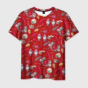 Мужская футболка 3D с принтом Рождественское чудо , 100% полиэфир | прямой крой, круглый вырез горловины, длина до линии бедер | 