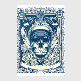 Магнитный плакат 2Х3 с принтом Пиратская картина , Полимерный материал с магнитным слоем | 6 деталей размером 9*9 см | арт | вектор | гот | готический рисунок | готическое | перо | перья | пират | пиратская картина | повязка | рисунок | синий | череп