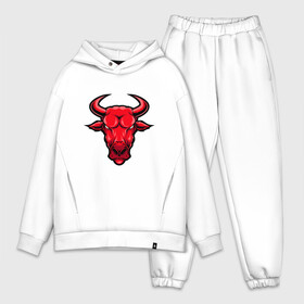 Мужской костюм хлопок OVERSIZE с принтом Red Bull ,  |  | 2020 | 2021 | bull | bulls | claus | cow | ox | santa | буйвол | бычок | год быка | дед мороз | деревня | животные | зима | корова | коррида | матадор | новый год | праздник | рог | рога | рогатый | санта клаус | символ | скот