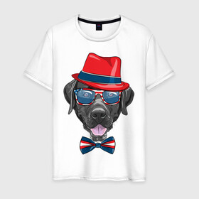 Мужская футболка хлопок с принтом Мажор  , 100% хлопок | прямой крой, круглый вырез горловины, длина до линии бедер, слегка спущенное плечо. | арт | графика | животные | лабрадор | собаки