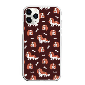 Чехол для iPhone 11 Pro Max матовый с принтом Спаниели , Силикон |  | art | cavalier | charles | cute | dog | english | king | little | small | spaniel | английский | арт | иллюстрация | кавалер | кинг | косточки | маленький | милота | милые | милый | мини | песики | порода | собака | собачки | спаниель