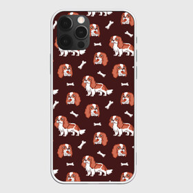 Чехол для iPhone 12 Pro Max с принтом Спаниели , Силикон |  | art | cavalier | charles | cute | dog | english | king | little | small | spaniel | английский | арт | иллюстрация | кавалер | кинг | косточки | маленький | милота | милые | милый | мини | песики | порода | собака | собачки | спаниель