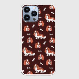 Чехол для iPhone 13 Pro Max с принтом Спаниели ,  |  | Тематика изображения на принте: art | cavalier | charles | cute | dog | english | king | little | small | spaniel | английский | арт | иллюстрация | кавалер | кинг | косточки | маленький | милота | милые | милый | мини | песики | порода | собака | собачки | спаниель